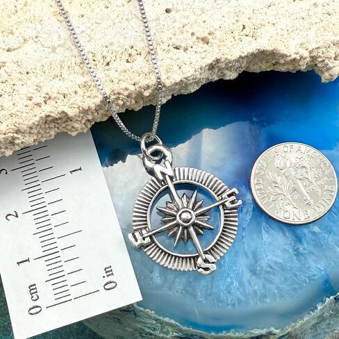 Compass Necklace Sterling Silver, Enjoy the Journey, Travel Necklace, Graduation Gift Necklace,18 Inches in Saudi Arabia