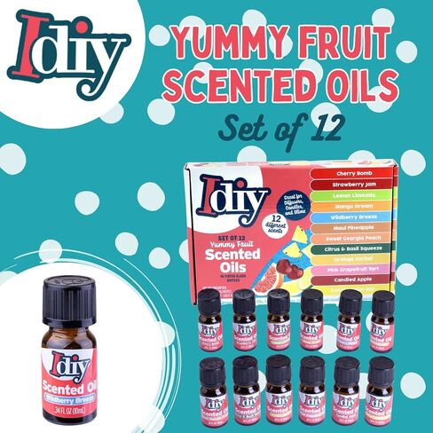 Yummy Dessert Scented Oils (12 Pack) - X Large 10ml (.34 oz) Includes Natural Food Fragrance Scent Oil Bottles for Diffusers, Aromatherapy, Essential Oil, Candles, Crafts, Slime, Gifts - Cake, Cookies in Kuwait