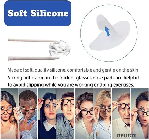 Eyeglass Nose Pads, Adhesive Soft Silicone Air Chamber, OPUGIT Comfortable Air Bag Nosepads for Eyeglasses Glasses Sunglasses,2mm,5 Pairs,Black in Kuwait