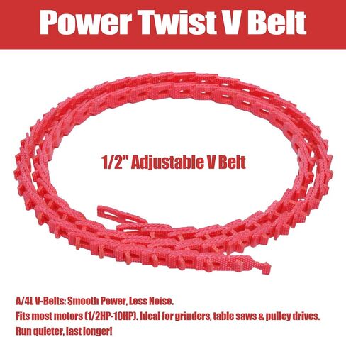 5FT Power Twist V Belt 1/2-Inch x 5 Feet A Type, Adjustable Link Belt Perfect for Lathes, Table Saws and Other Woodworking Tools (Red) in Saudi Arabia