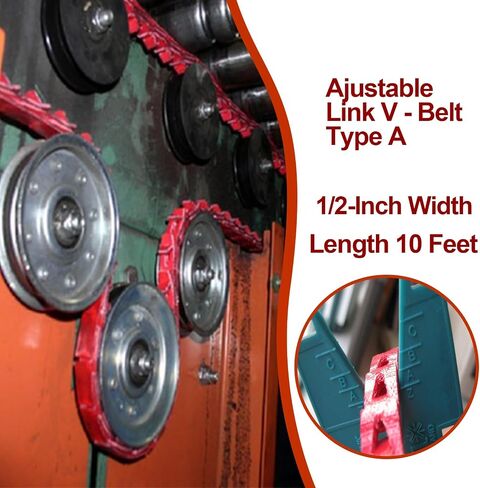 5FT Power Twist V Belt 1/2-Inch x 5 Feet A Type, Adjustable Link Belt Perfect for Lathes, Table Saws and Other Woodworking Tools (Red) in Saudi Arabia