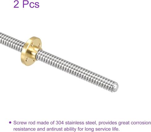 DMiotech 2 Pack 150mm قضيب الخيط بالكامل T8x8mm برغي الرصاص مع طقم صامولة نحاسية للطابعة ثلاثية الأبعاد، آلة CNC in Saudi Arabia