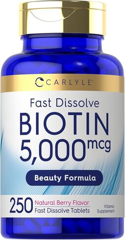 Carlyle Biotin 5000mcg | 500 Fast Dissolve Tablets | Vegetarian, Non-GMO, Gluten Free Supplement in Saudi Arabia