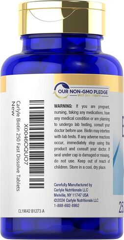 Carlyle Biotin 5000mcg | 500 Fast Dissolve Tablets | Vegetarian, Non-GMO, Gluten Free Supplement in Saudi Arabia