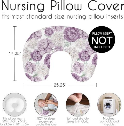 Sweet Jojo Designs Sunflower Boho Floral Nursing Pillow Cover Breastfeeding Pillowcase for Newborn Infant Bottle or Breast Feeding Pillow NOT Included Yellow Green Bohemian Farmhouse Watercolor Flower in Saudi Arabia