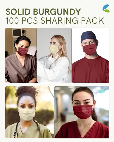 FriCARE Colorful Masks Disposable 100 Pack, Face Mask Individually Wrapped 4 Ply for Adults Family Home Office, 5 Colors in Saudi Arabia