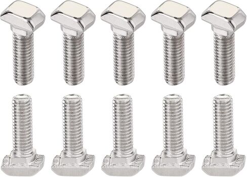 DTGN M5x12mm(DXL) T-Slot Drop-in Stud Sliding Screw Bolt - 8Pack - Good for Construction Industry - Carbon Steel T Shape Screws - Silver Tone in Kuwait