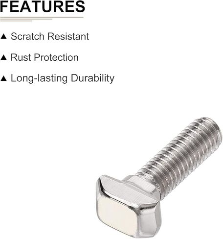 DTGN M5x12mm(DXL) T-Slot Drop-in Stud Sliding Screw Bolt - 8Pack - Good for Construction Industry - Carbon Steel T Shape Screws - Silver Tone in Kuwait