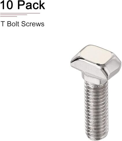 DTGN M5x12mm(DXL) T-Slot Drop-in Stud Sliding Screw Bolt - 8Pack - Good for Construction Industry - Carbon Steel T Shape Screws - Silver Tone in Kuwait