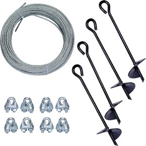 Tie Down 59075 Galvanized Cable (Includes 4 Anchors, 8 Clamps, 100 Feet Galvanized Cable), Pack , Black