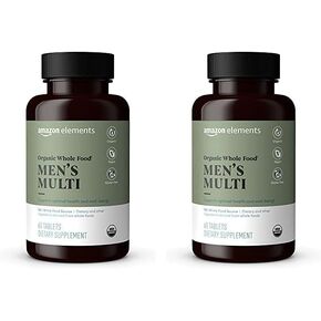 Amazon Elements Organic Whole Food Men's Multivitamin Tablets, 60 Count in Kuwait