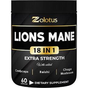 Lions Mane Mushroom Complex Capsules, Equivalent to 22000mg, with Cordeyceps, Reishi, Elderberry, Ginkgo Biloba, Bacopa, Focus, Memory and Brain Support Supplement, Immune Support, Energy Pills in Kuwait