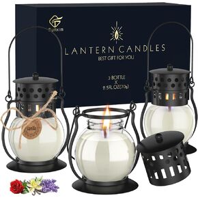 شموع معطرة، شموع فانوس صغيرة قديمة للمنزل معطرة، هدايا شموع شمع الصويا للنساء، أسود (3 × 2.5 أونصة) in Kuwait