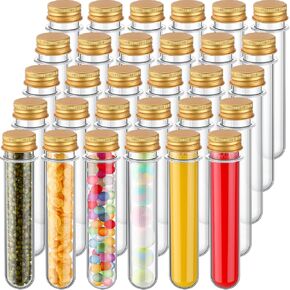 Dandat 50 Pcs Test Tubes 40 ml Plastic Test Tubes with Screw Lids 1.2 x 7.3 Inches/ 30 x 185 mm Clear Candy Tubes Vials Storage Tubes Containers for Sample Powder Seed Bead Gift Science Party Supplies in Kuwait