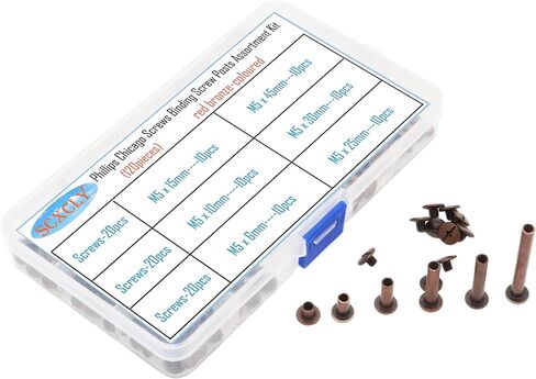 SCXCLY 120pcs Chicago Screws Binding Screw Posts Assortment Kit, 6 Sizes(M5 x 6/10/15/25/30/45mm), 304 Stainless Steel in Kuwait