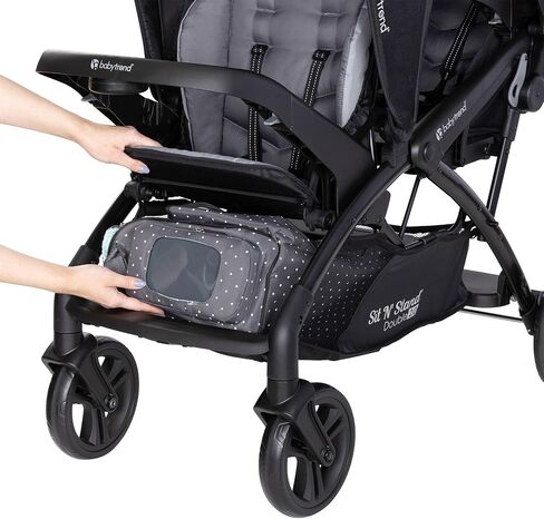 Baby Trend Sit N' Stand Double Stroller 2.0 DLX with 5 Point Safety Harness, Canopy, Extra Basket, 2 Cup Holders, and Covered Compartment, Stormy in Kuwait