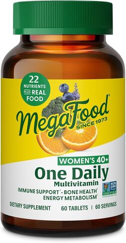 MegaFood Women's 40+ One Daily Multivitamin with 100% DV or more B Vitamins, C, D, and Iron - Plus Real Food - Energy Metabolism; Immune Support; Bone Health - Vegetarian - 90 Tabs in Kuwait