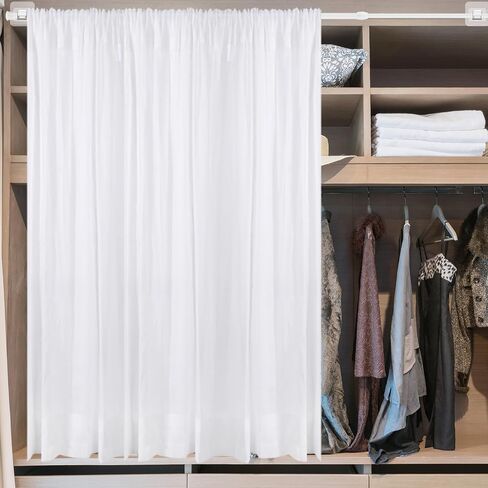 2 Pieces Adjustable Curtain Rod Extendable Spring Tension Rod with Self Adhesive Hook for Closet, Wardrobe, Bookshelf, Small Window, White (27.5 to 47.2 Inch) in Saudi Arabia