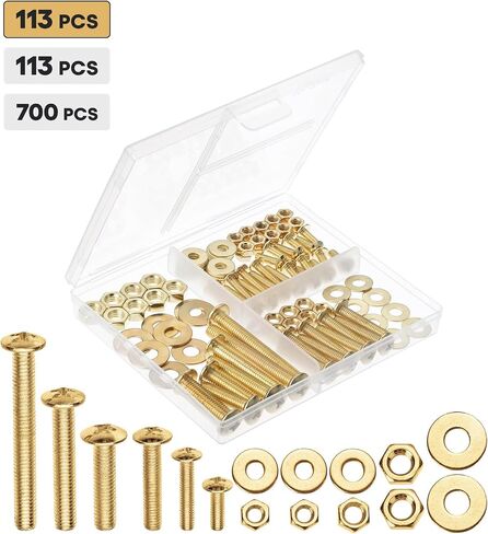 Mr. Pen- Bolts, Nuts, and Washer Assortment Kit, 113 pcs, Gold Nuts and Bolts Assortment Kit, Assorted Nuts and Bolts, Nut Bolt and Washer Assortment, Bolt and Nut Assortment in Saudi Arabia