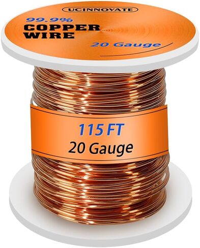 UCINNOVATE 99.9% سلك نحاسي، 16 سلك نحاسي ناعم قياس 127 قدم / 39 مترًا، 1 رطل سلك نحاسي نقي لصنع المجوهرات، سلك نحاسي عاري للزراعة الكهربائية والبستنة سلك نحاسي نحاسي للنباتات in Kuwait