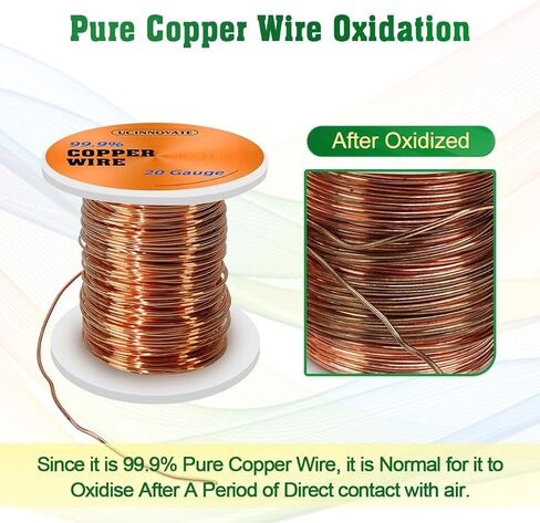 UCINNOVATE 99.9% سلك نحاسي، 16 سلك نحاسي ناعم قياس 127 قدم / 39 مترًا، 1 رطل سلك نحاسي نقي لصنع المجوهرات، سلك نحاسي عاري للزراعة الكهربائية والبستنة سلك نحاسي نحاسي للنباتات in Kuwait