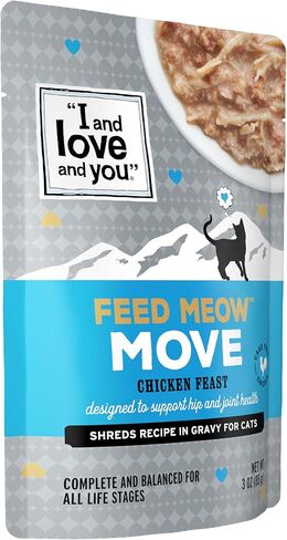 "I and love and you" Feed Meow Wet Cat Food Toppers، تركيبة لامعة مع سمك السلمون والتونة، أوميغا 3 و 6 للبشرة الصحية والمعطف، خالية من الحبوب، بدون حشو، أكياس 3 أونصة، حزمة من 12 كيسًا in Kuwait