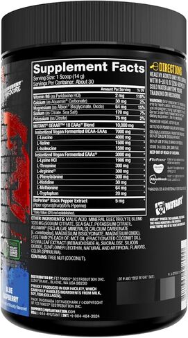 Mutant GEAAR - 9.4 جرام من مسحوق EAA + أرجينين، 7 جرام BCAAs، 4 جرام ليوسين، إلكتروليتات، ماء جوز الهند، بدون ألوان أو نكهات صناعية، طعم لذيذ - 30 حصة - دم النمر - 378 جرام in Kuwait