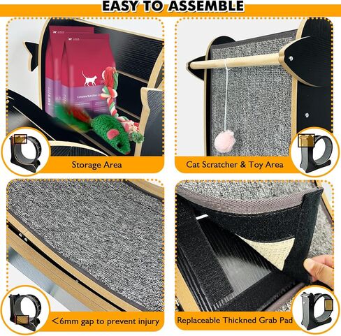 شجرة قطط حديثة مقاس 45 بوصة للقطط الداخلية، برج تسلق القطط متعدد القطط، أعمدة خدش السيزال، مسكن القطط، برج خدش للقطط الكبيرة in Kuwait
