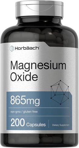 Magnesium Oxide 865 mg | 250 Capsules | Non-GMO and Gluten Free Supplement | by Horbaach in Saudi Arabia