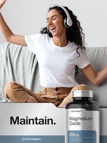 Magnesium Oxide 865 mg | 250 Capsules | Non-GMO and Gluten Free Supplement | by Horbaach in Saudi Arabia