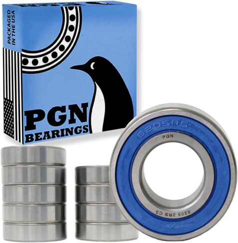 PGN (10 Pack) 6205-2RS Bearing - Lubricated Chrome Steel Sealed Ball Bearing - 25x52x15mm Bearings with Rubber Seal & High RPM Support in Saudi Arabia