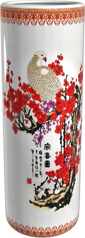 Red Lantern 24" Satsuma Peacock Porcelain Umbrella Stand, 2 Foot in Saudi Arabia
