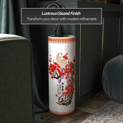 Red Lantern 24" Satsuma Peacock Porcelain Umbrella Stand, 2 Foot in Saudi Arabia