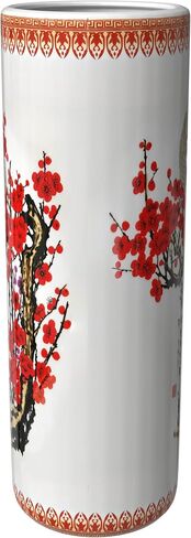 Red Lantern 24" Satsuma Peacock Porcelain Umbrella Stand, 2 Foot in Saudi Arabia