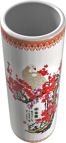 Red Lantern 24" Satsuma Peacock Porcelain Umbrella Stand, 2 Foot in Saudi Arabia