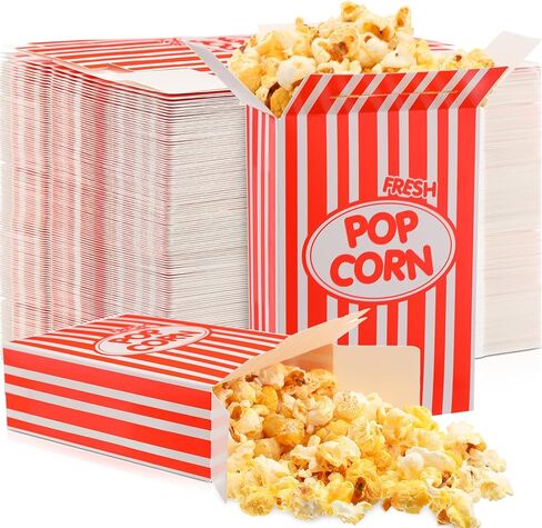 200 قطعة من علب الفشار الورقية سعة 1 اونصة مقاومة للزيوت للاستعمال مرة واحدة 6 × 4 × 2 انش، صناديق فشار مقاومة للتسرب للحفلات والافلام والحفلات الليلية والكرنفال واعياد الميلاد in Kuwait