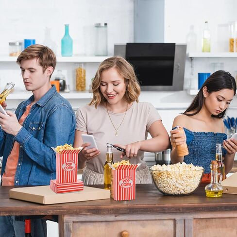 200 قطعة من علب الفشار الورقية سعة 1 اونصة مقاومة للزيوت للاستعمال مرة واحدة 6 × 4 × 2 انش، صناديق فشار مقاومة للتسرب للحفلات والافلام والحفلات الليلية والكرنفال واعياد الميلاد in Kuwait