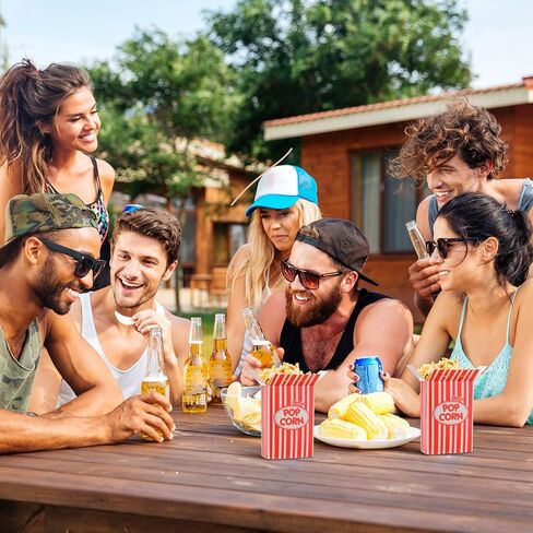 200 قطعة من علب الفشار الورقية سعة 1 اونصة مقاومة للزيوت للاستعمال مرة واحدة 6 × 4 × 2 انش، صناديق فشار مقاومة للتسرب للحفلات والافلام والحفلات الليلية والكرنفال واعياد الميلاد in Kuwait