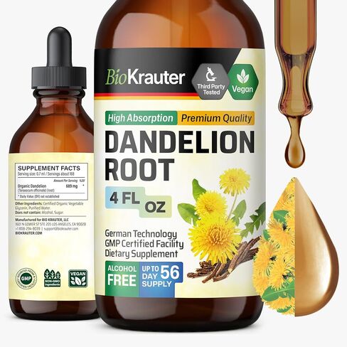 Dandelion Root Liquid Extract - Organic Dandelion Tincture - Vegan Dandelion Root Drops Supplement for Cleansing, Digestive Function & Immunity - 2 Fl. Oz in Kuwait