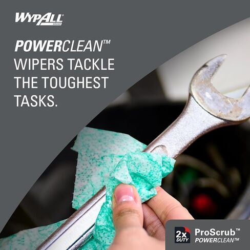 مناشف WypAll® PowerClean™ ProScrub™ شديدة التحمل (58310)، تنظيف ثنائي المفعول، مناديل مبللة كبيرة جدًا مقاس 9.5 بوصة × 12 بوصة، علبة متضمنة (50 ورقة/علبة، 8 علب/علبة، 400 ورقة/علبة) in Kuwait