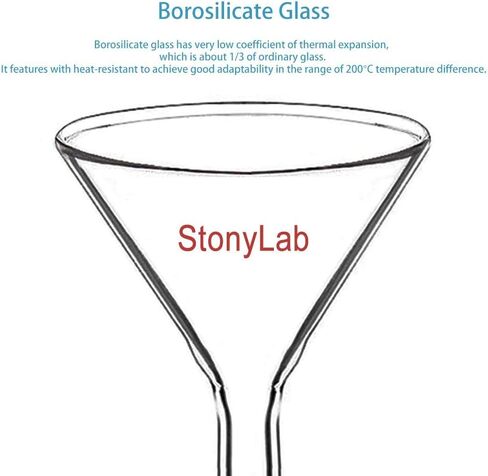قمع مسحوق ذو جذع قصير من StonyLab زجاجي مع قطر خارجي علوي 100 مم. و14/20 قمع زجاجي لقمع الفلتر الداخلي in Kuwait