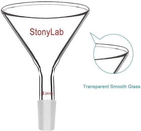 قمع مسحوق ذو جذع قصير من StonyLab زجاجي مع قطر خارجي علوي 100 مم. و14/20 قمع زجاجي لقمع الفلتر الداخلي in Kuwait