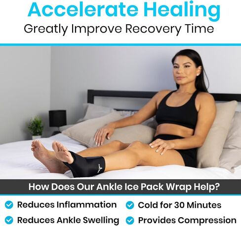 Arctic Flex Ankle Ice Pack Wrap - Hot & Cold Gel for Pain Relief with Adjustable Velcro Straps - Reusable Cooling Therapy for Achilles Tendon, Foot Swelling & Heel Injuries (Medium) in Saudi Arabia