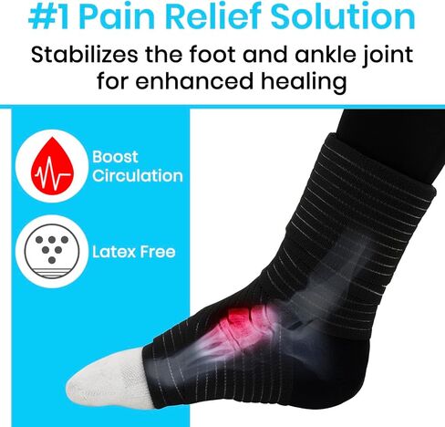 Arctic Flex Ankle Ice Pack Wrap - Hot & Cold Gel for Pain Relief with Adjustable Velcro Straps - Reusable Cooling Therapy for Achilles Tendon, Foot Swelling & Heel Injuries (Medium) in Saudi Arabia