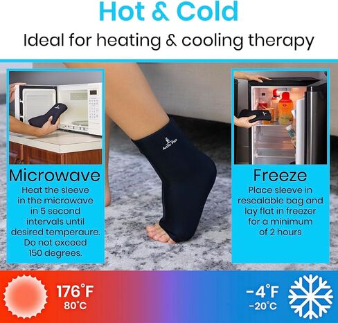 Arctic Flex Ankle Ice Pack Wrap - Hot & Cold Gel for Pain Relief with Adjustable Velcro Straps - Reusable Cooling Therapy for Achilles Tendon, Foot Swelling & Heel Injuries (Medium) in Saudi Arabia