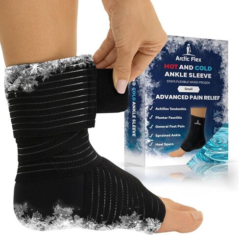 Arctic Flex Ankle Ice Pack Wrap - Hot & Cold Gel for Pain Relief with Adjustable Velcro Straps - Reusable Cooling Therapy for Achilles Tendon, Foot Swelling & Heel Injuries (Medium) in Saudi Arabia