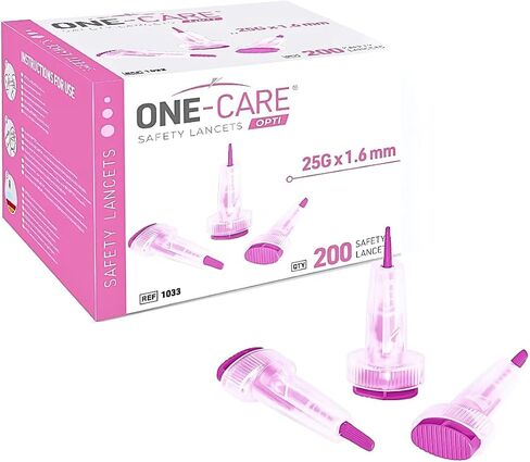 ONE-CARE Opti Safety Lancets Top Button Activated, 25G x 1.6mm, 200 Count in Saudi Arabia
