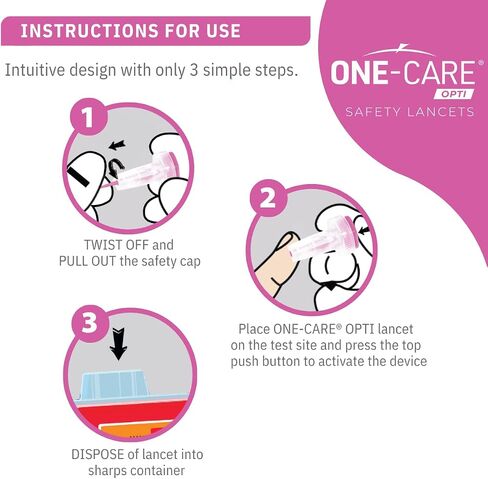 ONE-CARE Opti Safety Lancets Top Button Activated, 25G x 1.6mm, 200 Count in Saudi Arabia