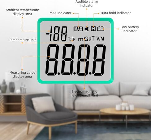 مقياس EMF، كاشف الإشعاع الكهرومغناطيسي، كاشف EMF LCD رقمي، اختبار EMF لصيد الأشباح، المنزل، المكتب، الهواء الطلق، أضواء المؤشر، Audibl in Kuwait