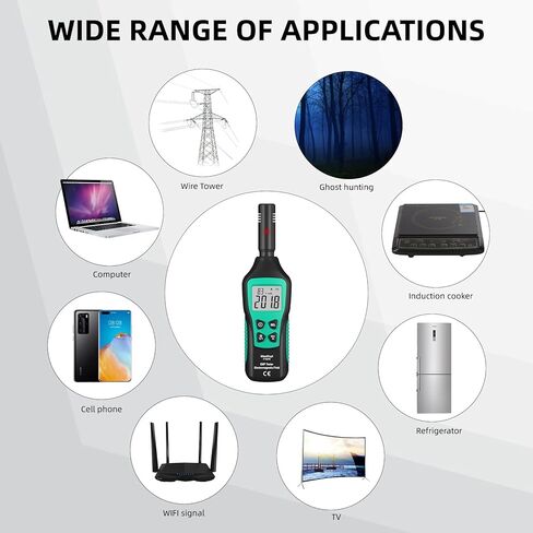 مقياس EMF، كاشف الإشعاع الكهرومغناطيسي، كاشف EMF LCD رقمي، اختبار EMF لصيد الأشباح، المنزل، المكتب، الهواء الطلق، أضواء المؤشر، Audibl in Kuwait